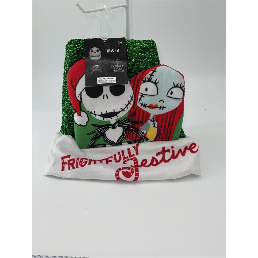 Frightfully Festive Nightmare Before Christmas Jack and Sally Santa Hat 17”